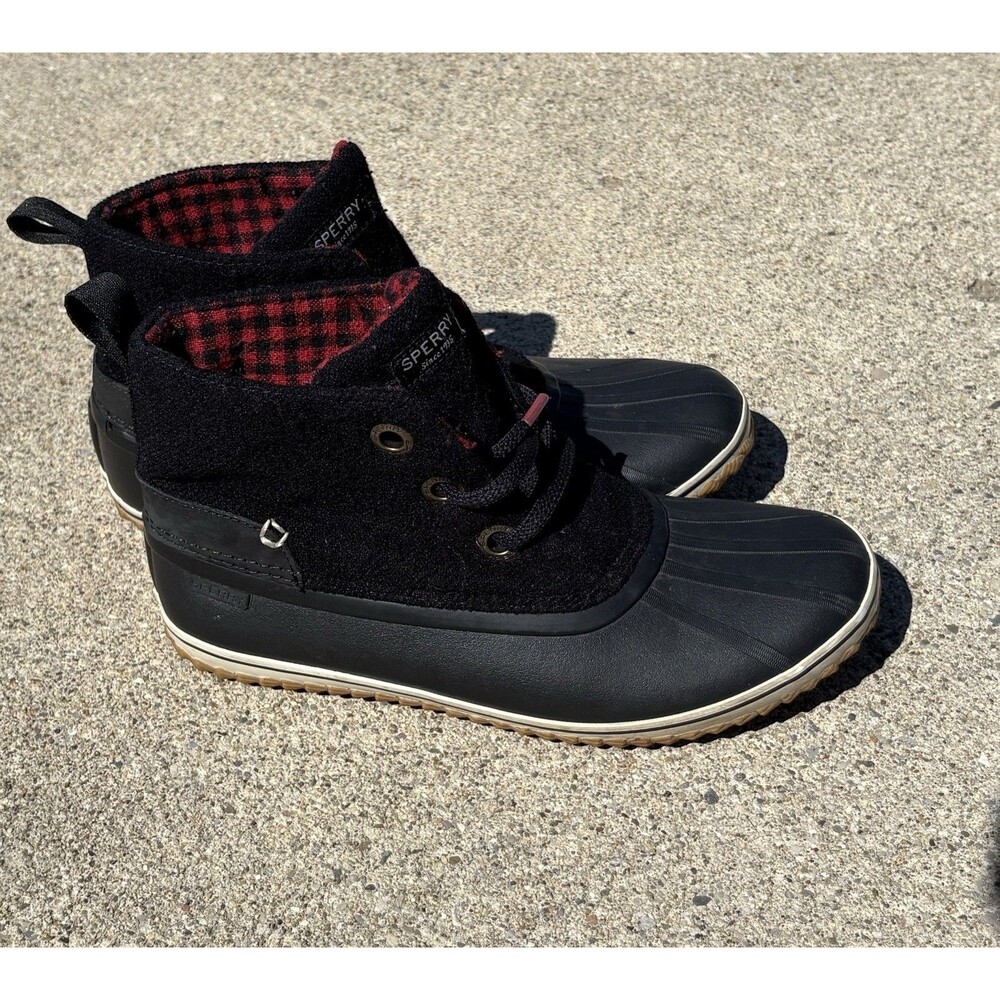 Sperry Top Sider Duck Boots Women’s 8M Black Schooner Chukka 3 Eye Rubber - Picture 2 of 11